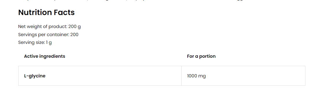 OstroVit Pure L-Glycine Powder-factsheets