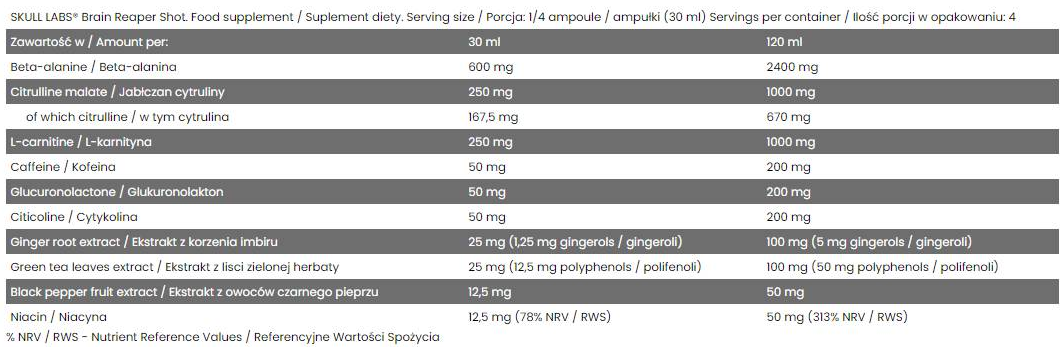 Skull Labs Brain Reaper Shot / Thermogenic Pre-Workout-factsheets