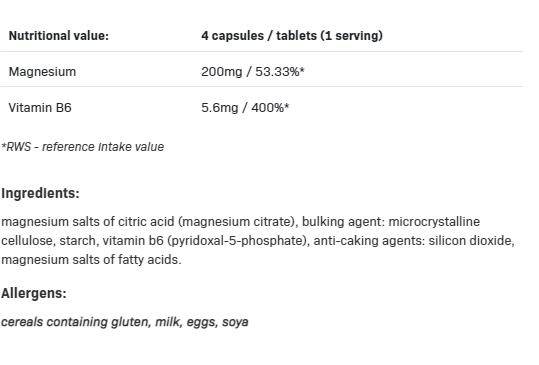 SFD Magnesium Citrate + B6 180 Tabs-factsheets