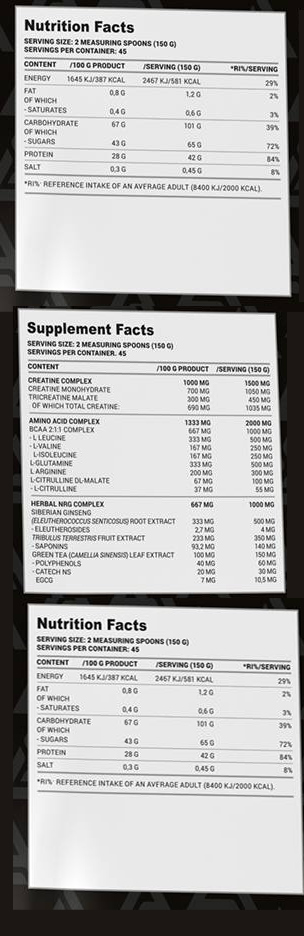 Lazar Angelov Nutrition LA Gainer | High-Protein Mass Gainer with Creatine & Mens Herbal Complex-factsheets