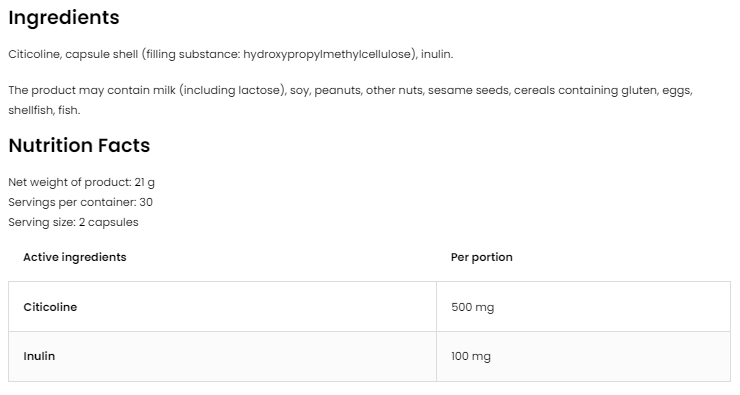 OstroVit Pharma Elite Citicoline 250 mg-factsheets