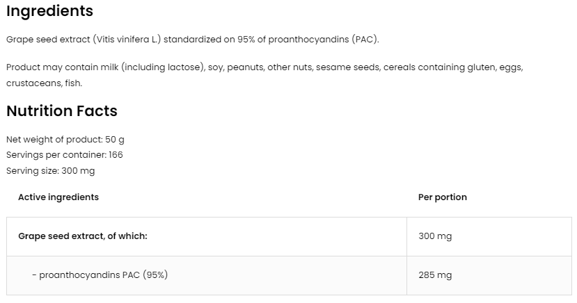 OstroVit Grape Seed Extract Powder-factsheets