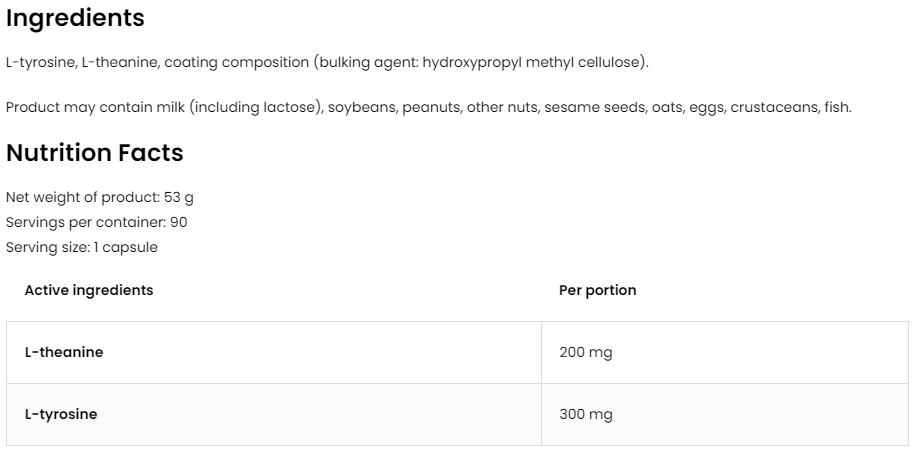 OstroVit Vege L-Theanine + L-Tyrosine-factsheets