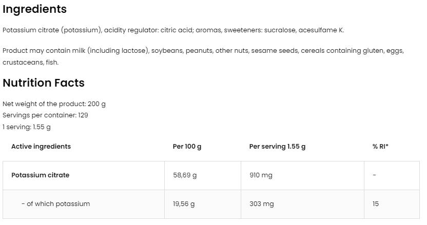 OstroVit Potassium Citrate Powder-factsheets