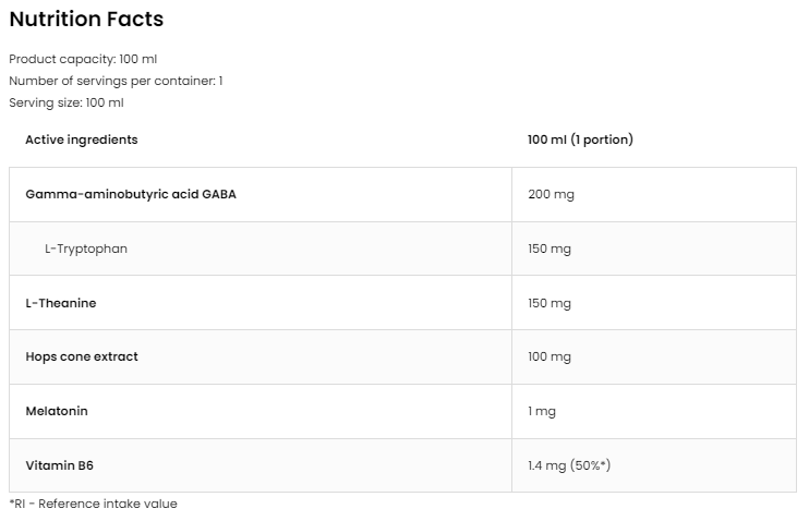 OstroVit Sleep Well Shot | with Melatonin, Gaba, L-Theanine-factsheets