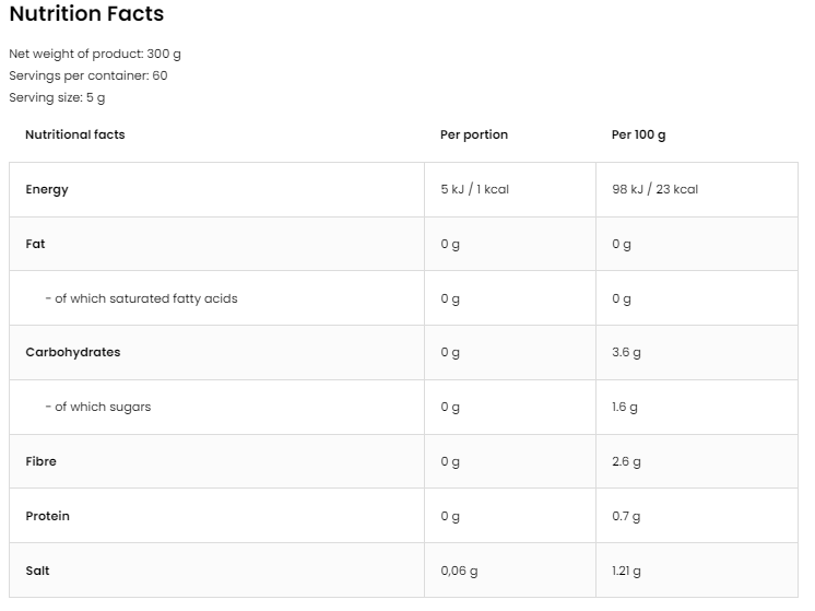 OstroVit Spicy Salsa Sauce | Vegan Friendly - Zero Calorie-factsheets