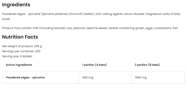 OstroVit Spiruline-factsheets