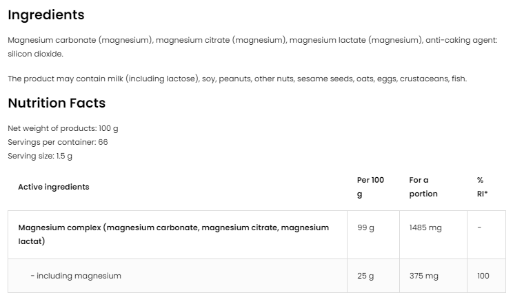 OstroVit Triple Magnesium Powder-factsheets