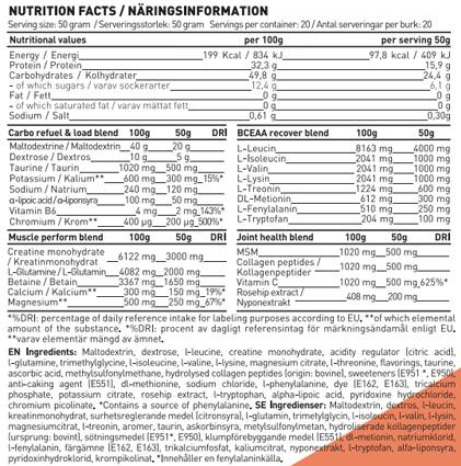 Swedish Supplements Amino Reload | BCEAA Recover Matrix-factsheets