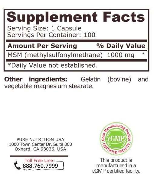 Pure Nutrition MSM 1000-factsheets