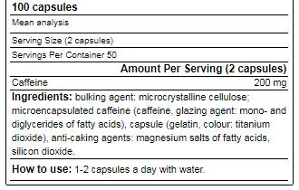 Yamamoto Nutrition Caffeine SUSTAINED RELEASE-factsheets