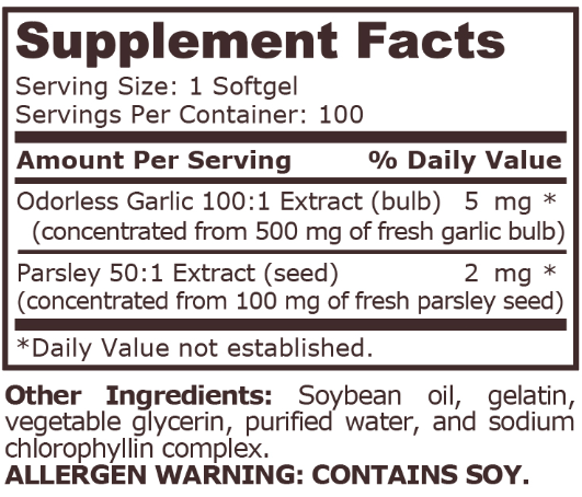 Pure Nutrition Garlic and Parsley-factsheets