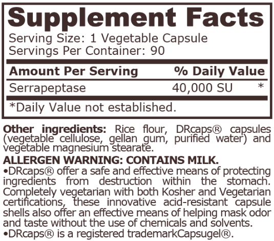 Pure Nutrition Serrapeptase 40 000 SU-factsheets