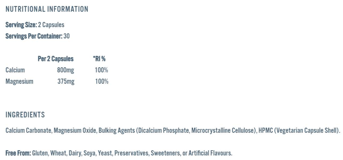 Applied Nutrition Calcium & Magnesium Vitality-factsheets