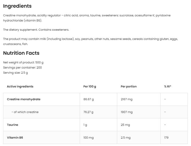 OstroVit Creatine Monohydrate Powder | Miami Vibes Limited Edition-factsheets