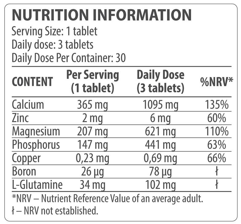 Dorian Yates Nutrition Ca Mg Zn | Calcium + Magnesium + Zinc Formula-factsheets