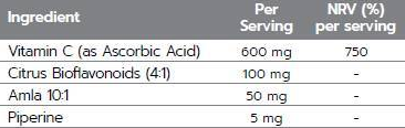 Dorian Yates Nutrition Vitamin C Plus | with Citrus Bioflavonoids, Black Pepper & Amla-factsheets