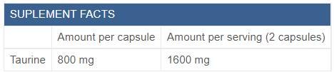 MAXXWIN Nutrition Taurine 800 mg-factsheets