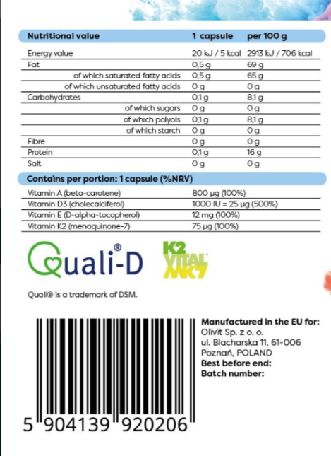 Osavi ADEK Vitamins | A + D + E + K | with Quali-D®-factsheets