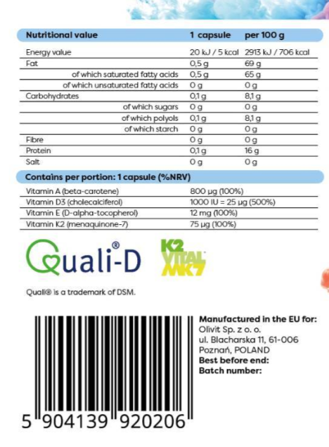 Osavi ADEK Vitamins | A + D + E + K | with Quali-D®-factsheets