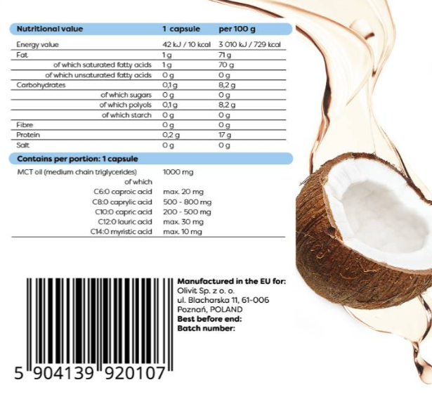 Osavi MCT Oil 1000 mg | C8 + C10-factsheets