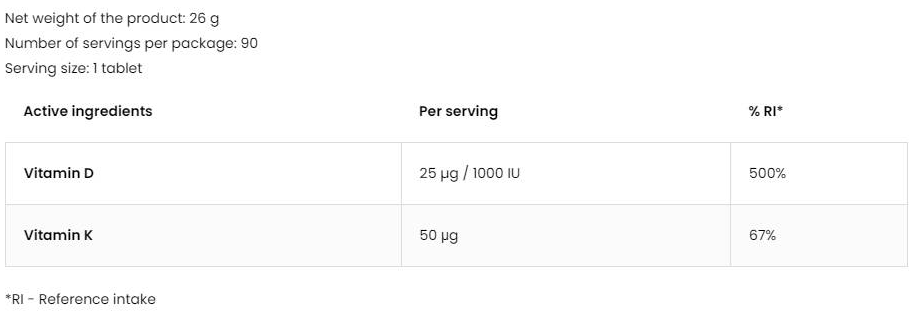 OstroVit Vitamin D3 1000 IU + K2 50 mcg-factsheets