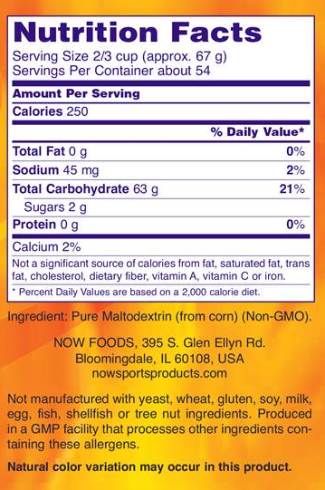 NOW Sports Carbo Gain-factsheets