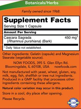 NOW Cascara Sagrada 450 mg-factsheets