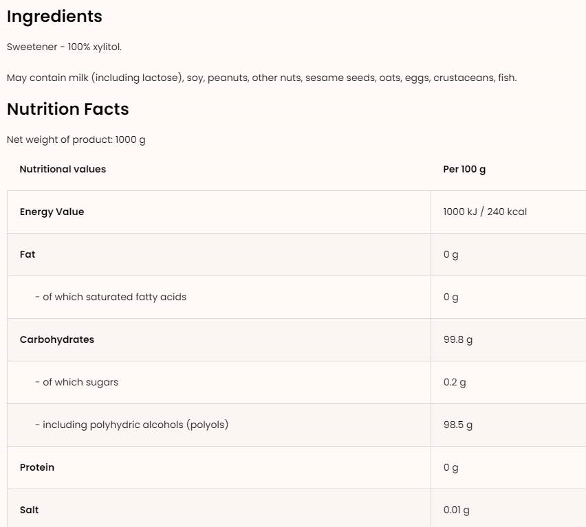 OstroVit Xylitol-factsheets