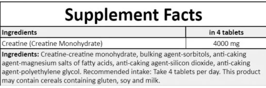 MP Sport Creatine Monohydrate 1000mg-factsheets