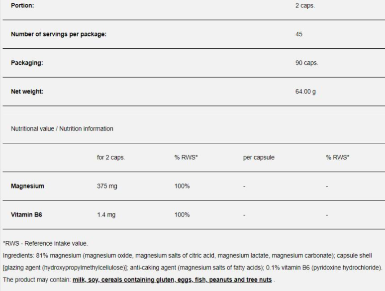 Sport Definition Magnesium + B6-factsheets