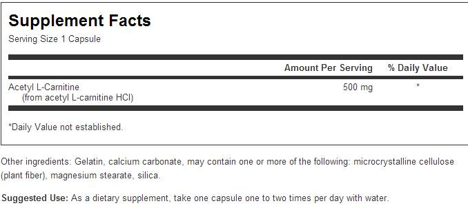 Swanson Acetyl L-Carnitine 500 mg-factsheets