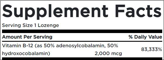 Swanson Activated B12 Complex 2000 mcg-factsheets