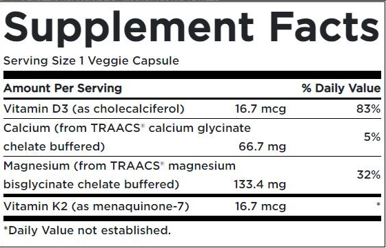 Swanson Albion Chelated Magnesium and Calcium TRAACS® with Vitamin D3 & K2-factsheets