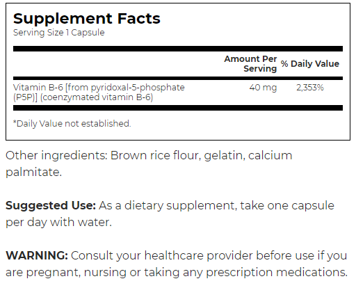 Swanson P-5-P (Pyridoxal-5-Phosphate) Coenzymated Vitamin B-6-factsheets