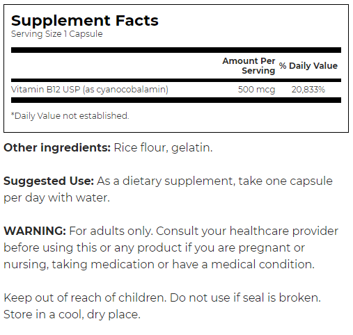 Swanson Vitamin B12-factsheets