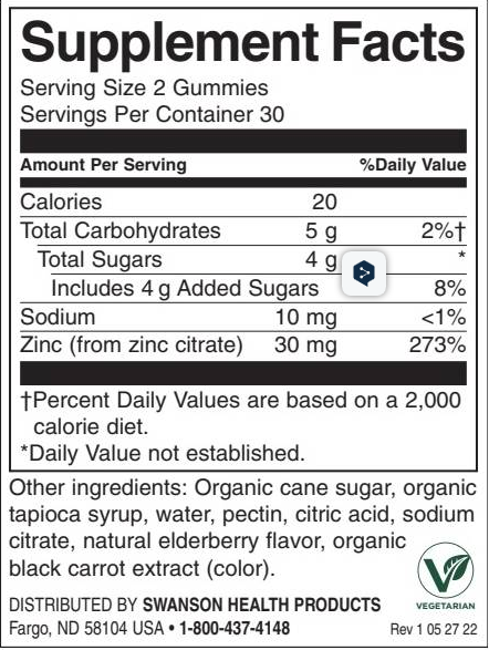 Swanson Zinc Gummies - Elderberry-factsheets