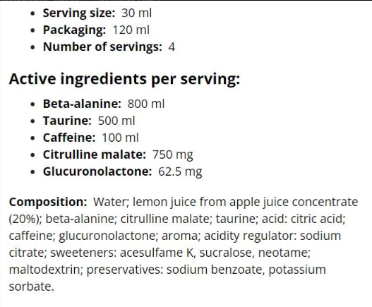 Ironflex Impact Pre-Workout Shot-factsheets