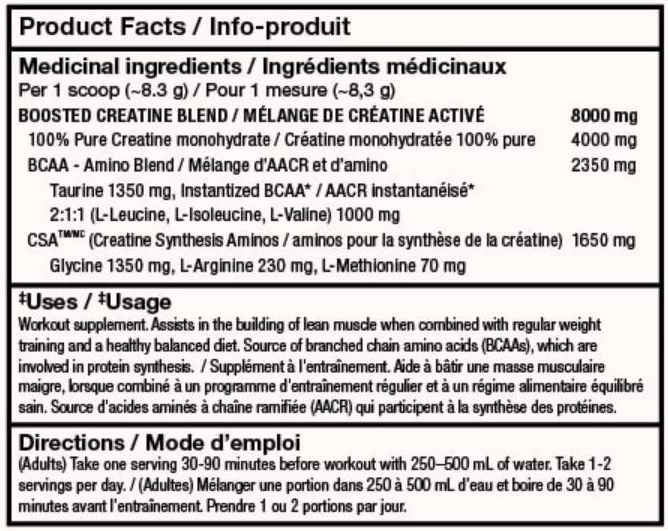 PVL Creatine X8 | with BCAA-factsheets