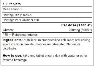 Yamamoto Nutrition Chromium Picolinate 200 mcg-factsheets