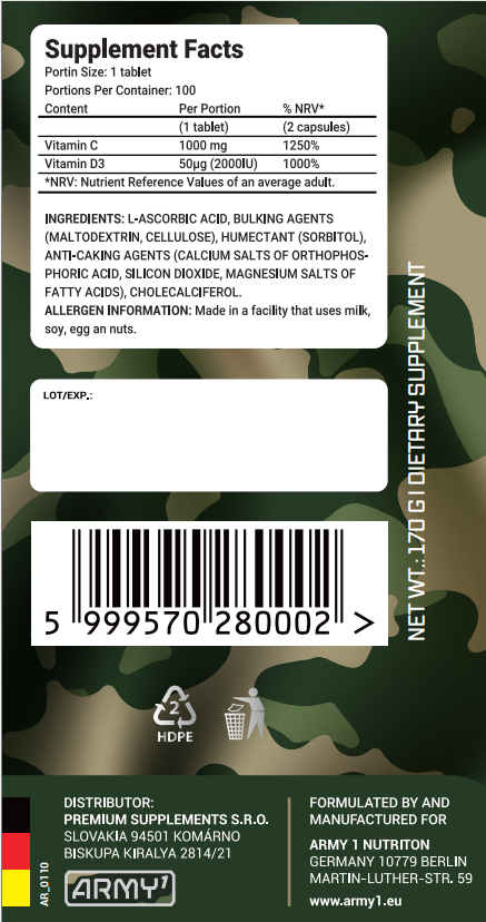 ARMY 1 Vitamine C + D-factsheets