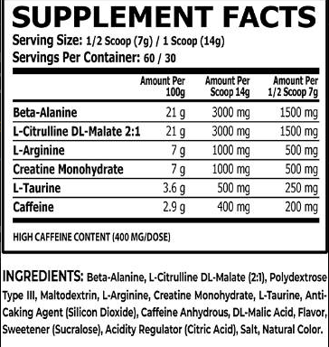 Core Champs by Kai Greene RDX Pre-Workout-fisa nutrițională