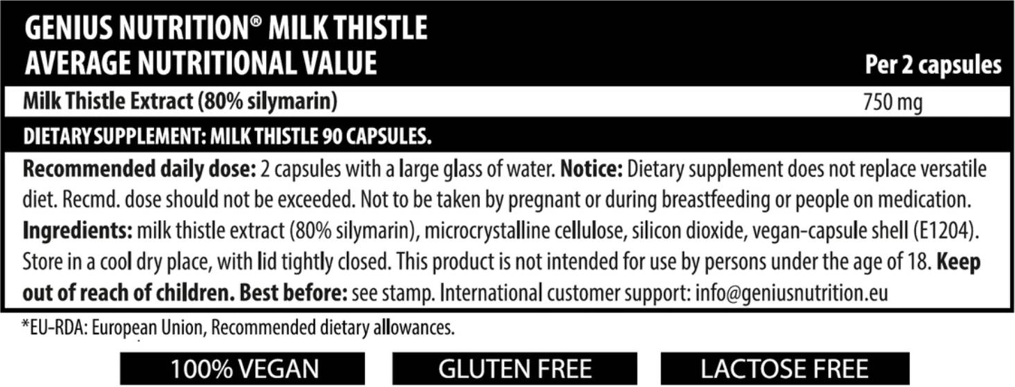 Genius Nutrition Milk Thistle-fisa nutrițională