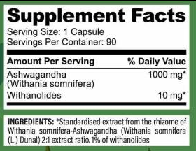 Hero.Lab Ashwagandha 1000 mg | with 10 mg Withanolides-fisa nutrițională
