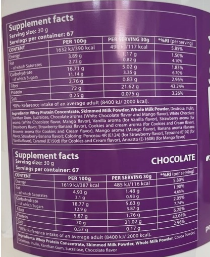 Nutri Smart 100% Whey Protien Concentrate-fisa nutrițională