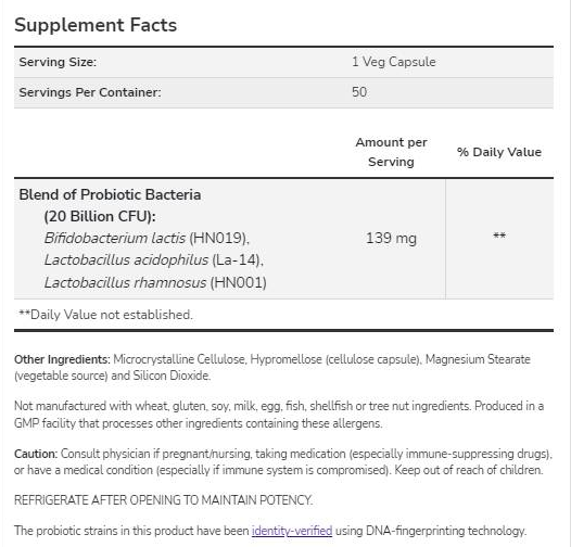 NOW Foods Women's Probiotic 20 Billion-fisa nutrițională