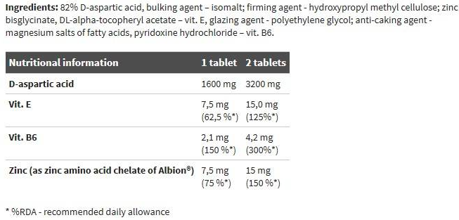 Olimp Sport DAA Xtreme Prolact Block (D-Aspartic Acid) 1600 mg-fisa nutrițională