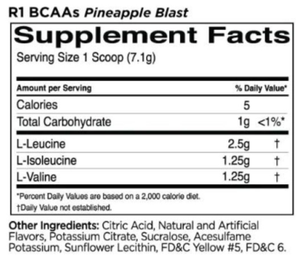 Rule One BCAAs | 100% Micronized 2:1:1 BCAA Formula-fisa nutrițională