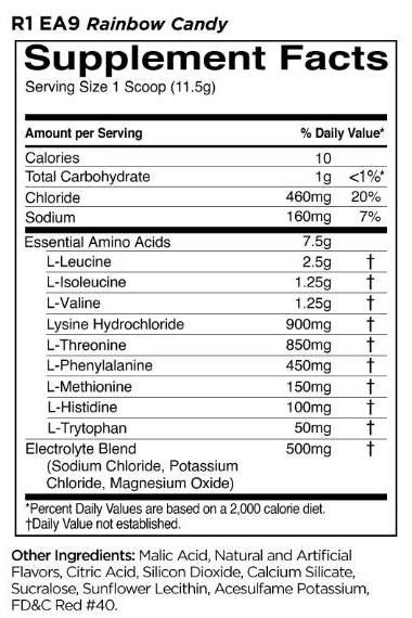 Rule One Essential Amino 9 | EAA with Electrolytes-fisa nutrițională