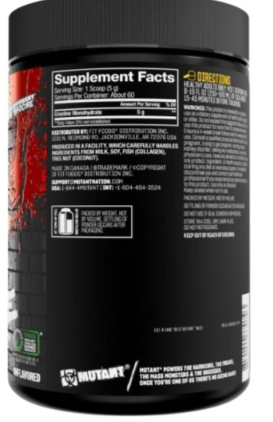 Mutant Pure Creatine Monohydrate-fisa nutrițională
